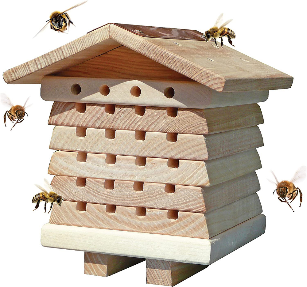 Wildlife World Interactive Wooden Bee House - Pollinator Bee Management System