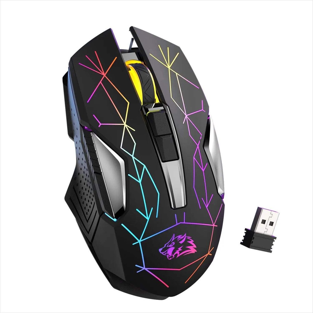 X18 Wireless Gaming Mouse Rechargeable with Rainbow RGB Backlit Optical Sensor a