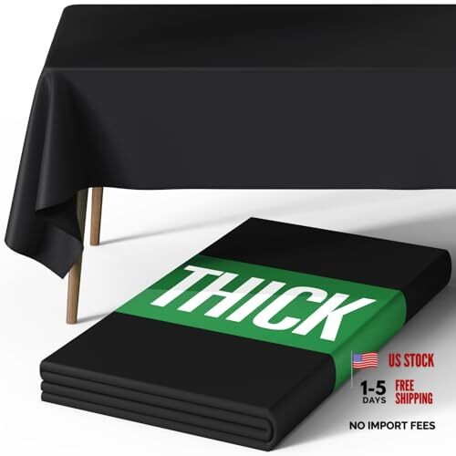 Rectangle Table Cloth 60" x 84" – Durable Polyester 84" x 60" - 1 Pack Black