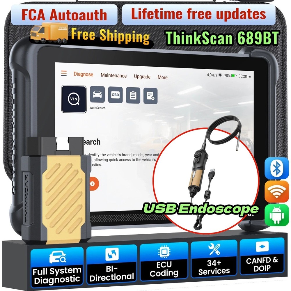 Thinkcar 689BT Auto OBD2 diagnostic Scanner Tool Bidirectional 34+ Services USA