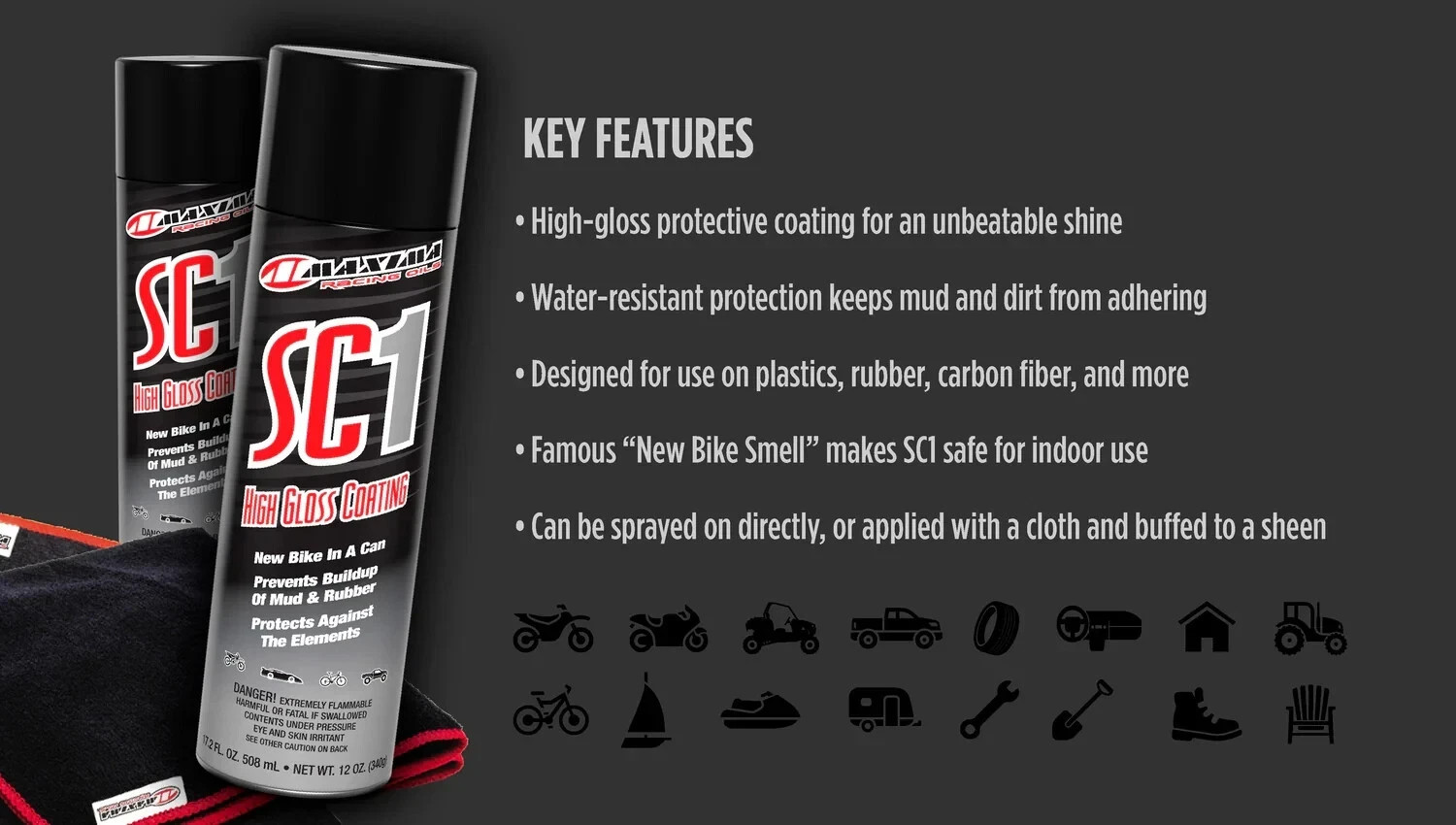 Maxima Racing Oils SC1 High Gloss Clear Coat 12 PACK - LARGE 17.2 fl oz. Can SC1