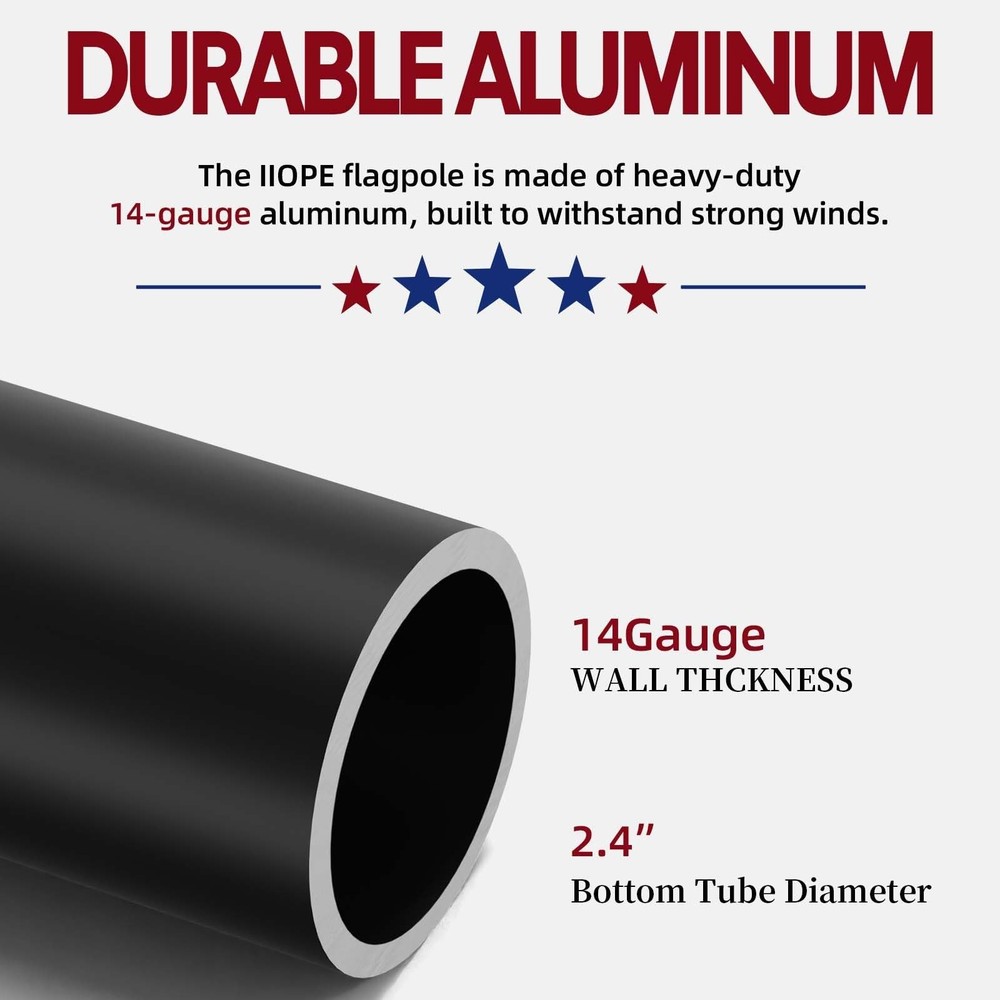 20FT Telescoping Flag Pole for Outside House, Extra Thick Telescopic Flagpole...