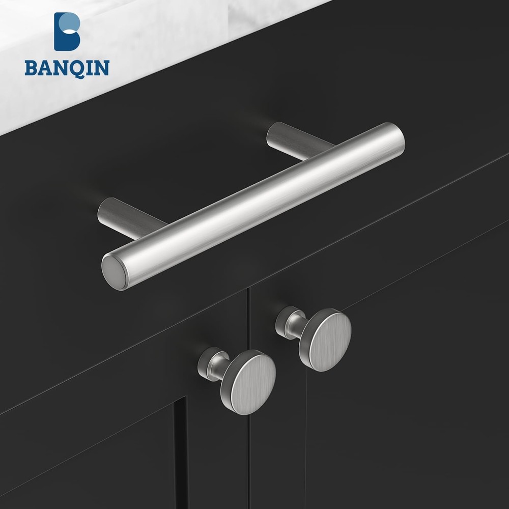 5 Pack Cabinet Knobs Brushed Nickel - Solid Drawer Knobs for Dresser, Modern ...