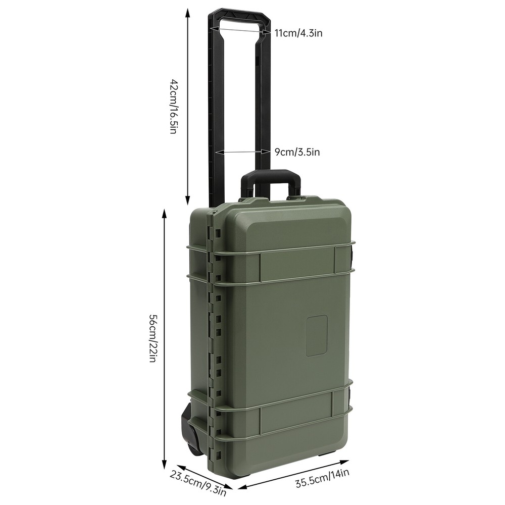 22Inch Camera Hard Case Protective Roller Camera Carrying Case Waterproof +Foams