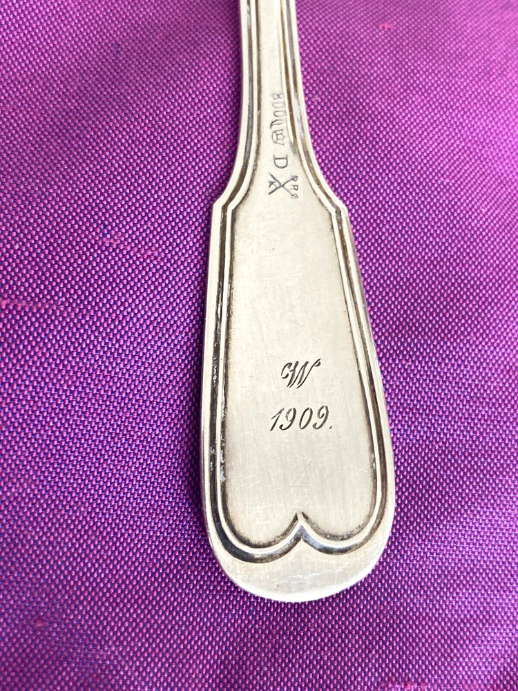 NICE ANTIQUE GERMAN 800 SILVER SPOON DATED 1909 MONO M.A.