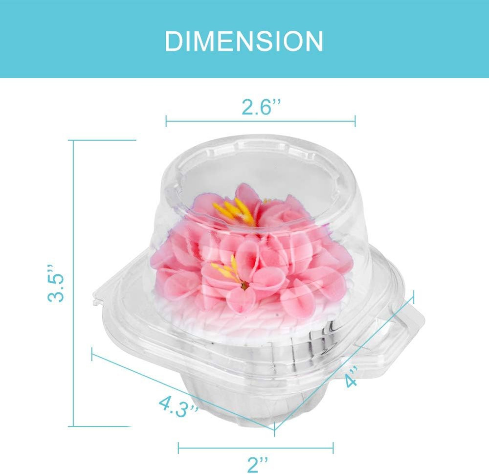 50 Pcs Cupcake Boxes Plastic Individual Cupcake Containers Single Cupcake Carrie