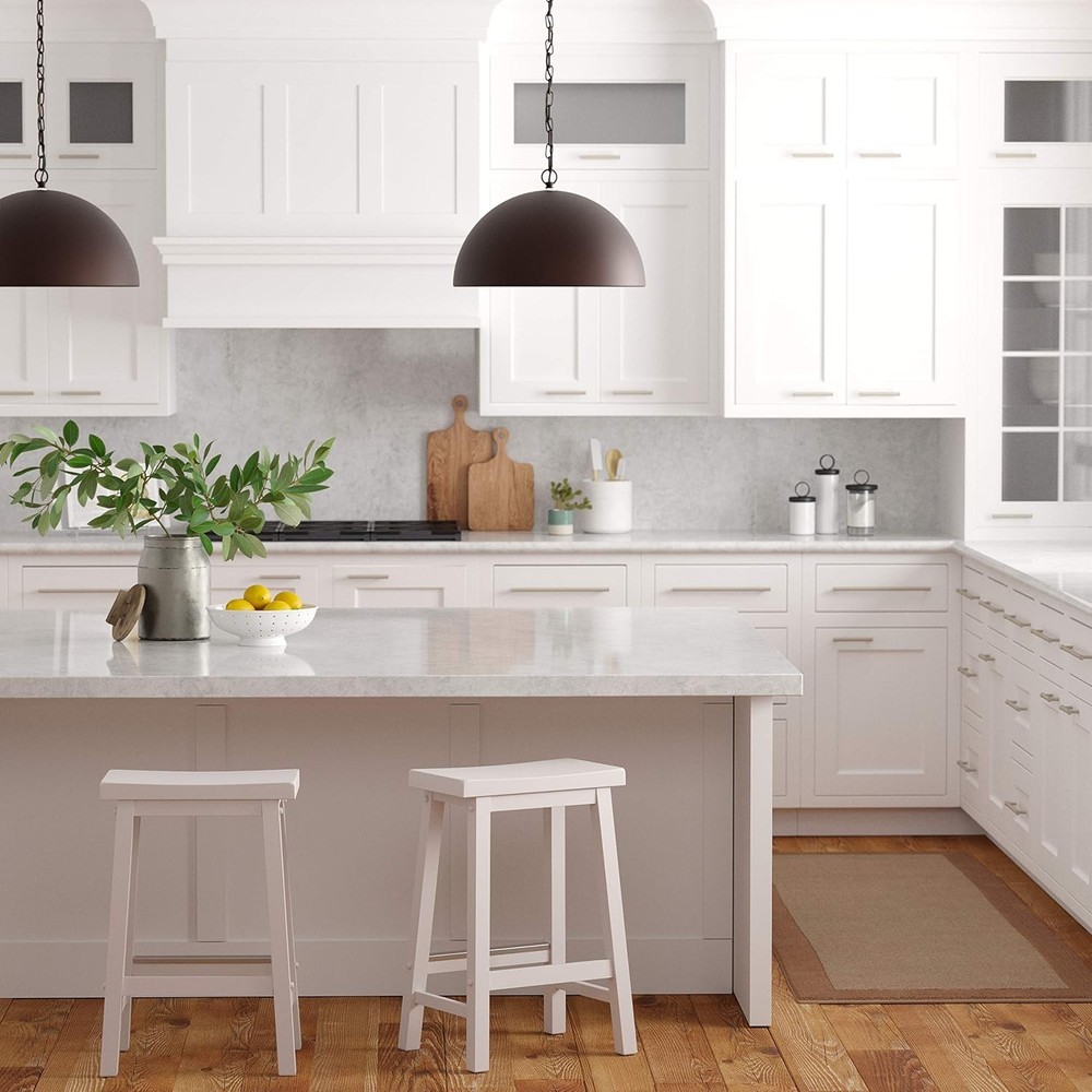 Solid Wood Saddle-Seat Kitchen Counter Barstool with Footrest, Easy Assembly