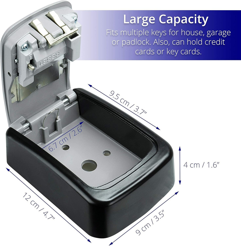 Lock Box for Keys with Code - Wall Mount Spare Key Lockbox Outdoor - Combination
