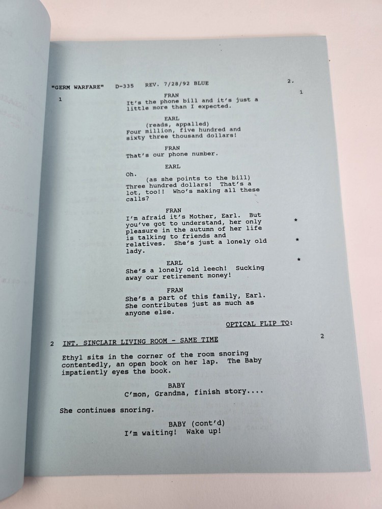 DINOSAURS / Peter Ocko 1992 TV Script, Dan Castellaneta "Germ Warfare"