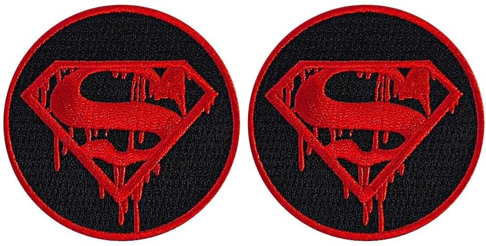 SUPERMAN BLEEDING EMBROIDERED MORALE PATCH - 2PC HOOK BACKING 2.5"x2.5"