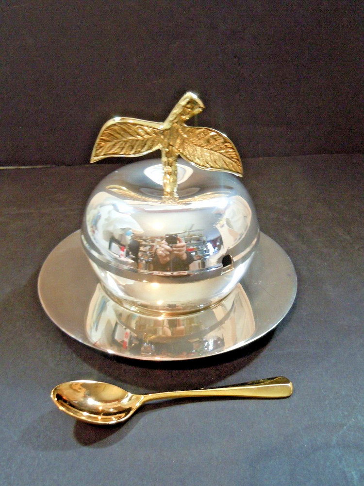 Silverplate Sugar Bowl Honey Pot with Spoon