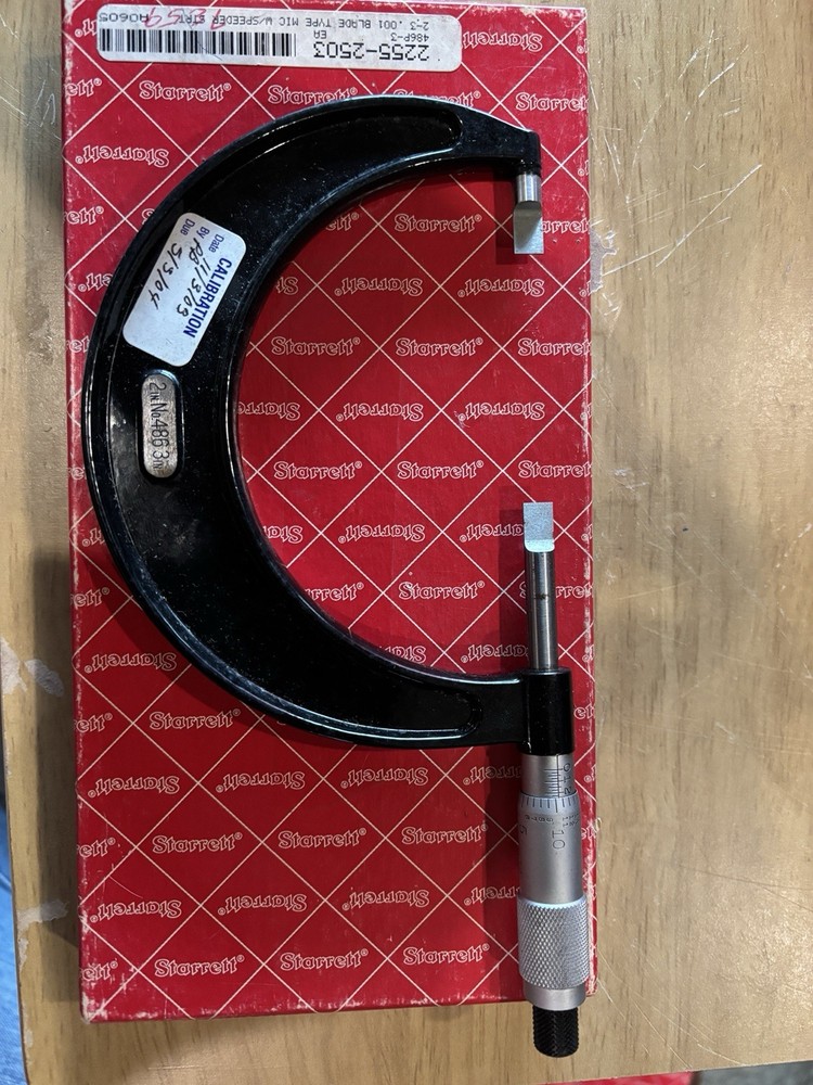 Starrett 2-3” Mechanical Blade Type Outside Micrometer 2255-2503