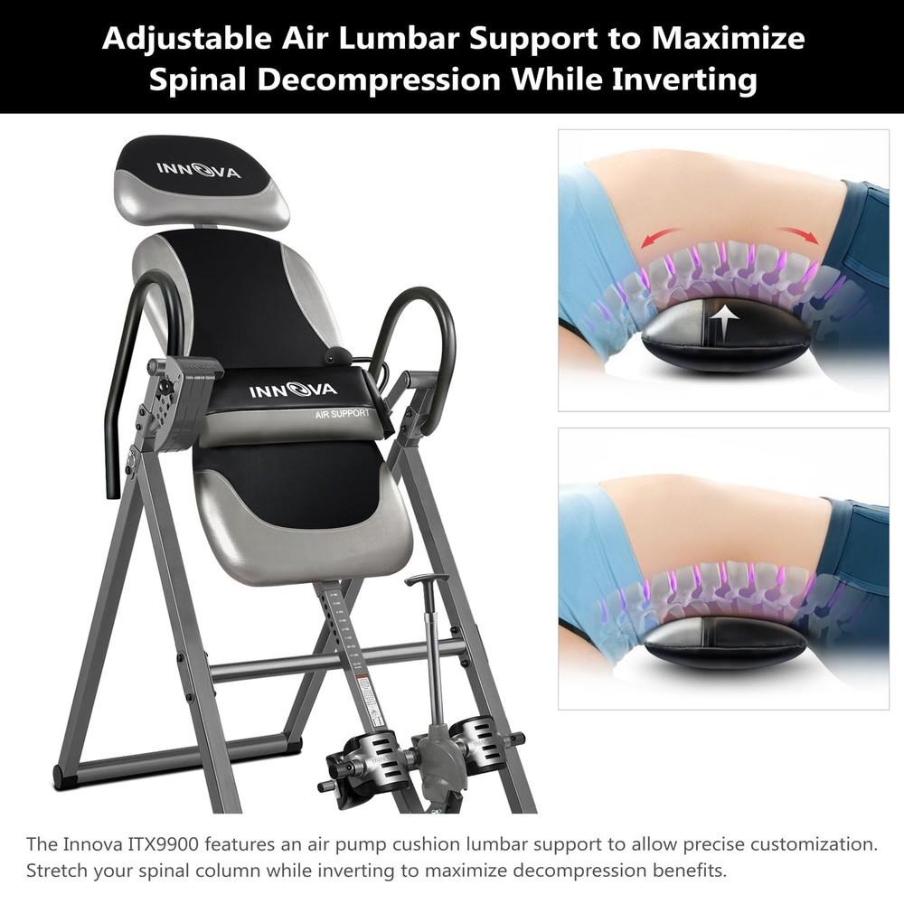 Inversion Table with Air Lumbar Support ITX9900 Innova Black Gray