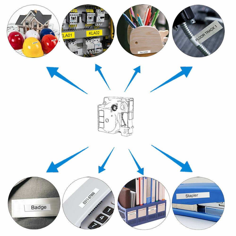 5PK For Dymo D1 Label Tape 12mm Black on White 45013 S0720530 Cassette 1/2