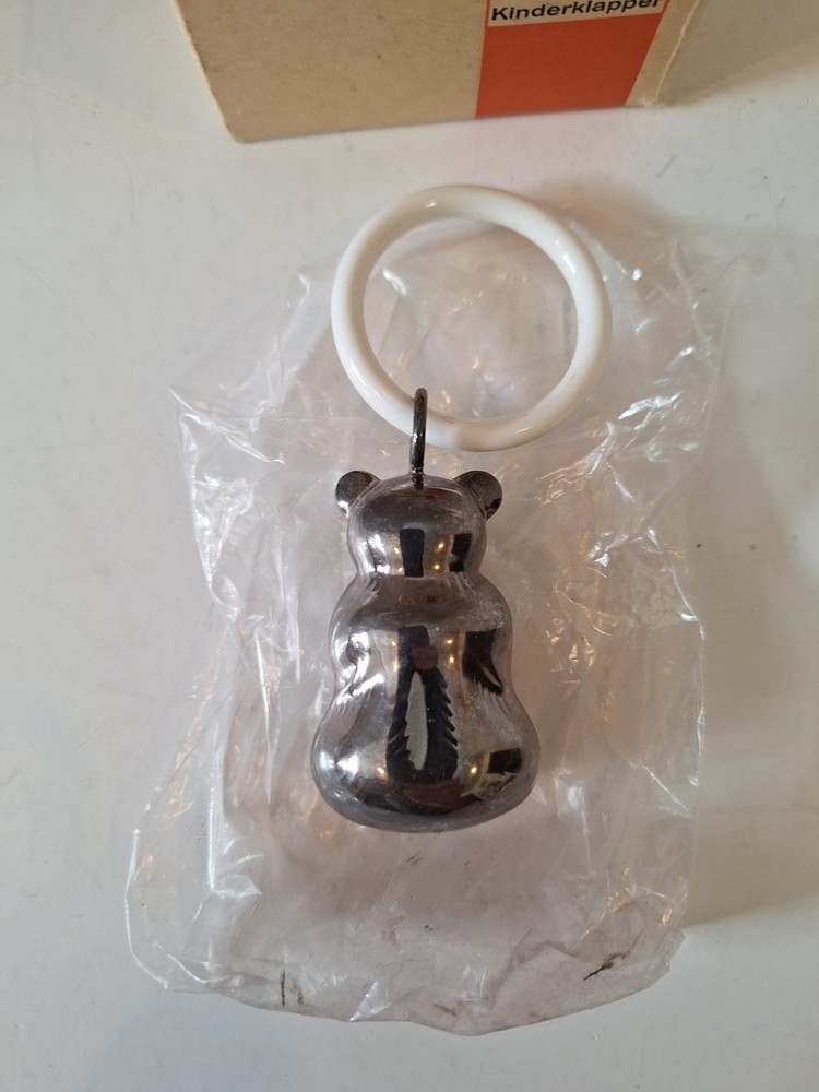 1930's WMF Silver Plate Teddy Bear Baby Rattle Kinderklapper NIB New Old Stock