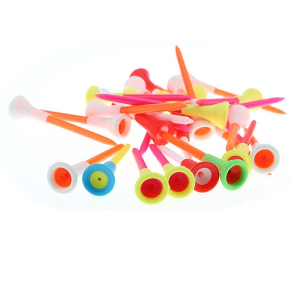 50pcs Rubber Cushion Top Plastic Golf Tees, Mixed Colors Performance Pack