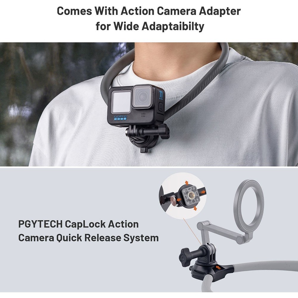 PGYTECH CapLock Magnetic Neck Mount Max for Smartphone, Gray