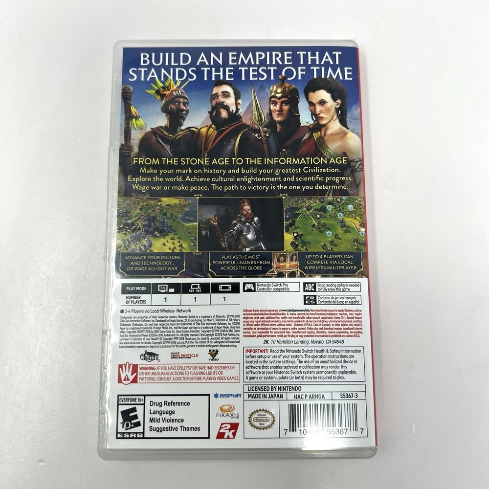 Sid Meier's Civilization VI Nintendo Switch Replacement Case Only (NO GAME)