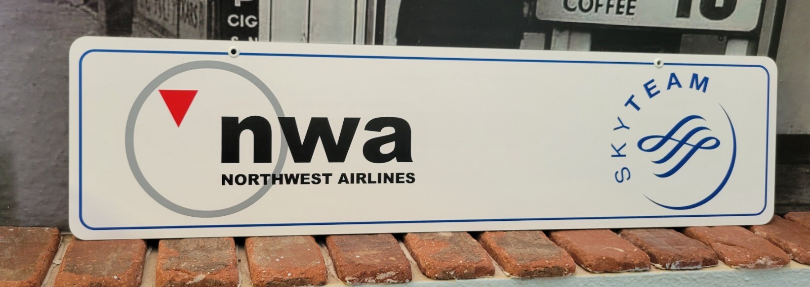 nwa Northwest Airlines vintage metal sign 6" x 24"
