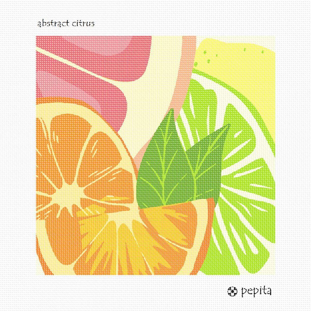 Abstract Citrus Needlepoint Kit or Canvas