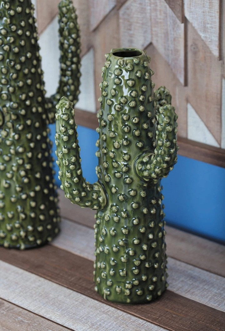 Ceramic Decorative Vase Cactus Centerpiece Vase, Flower Vase for Home Decorat...