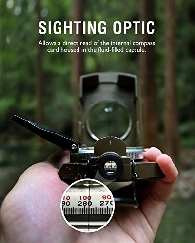 Multifunctional Military Sighting Navigation Compass with Inclinometer-Green