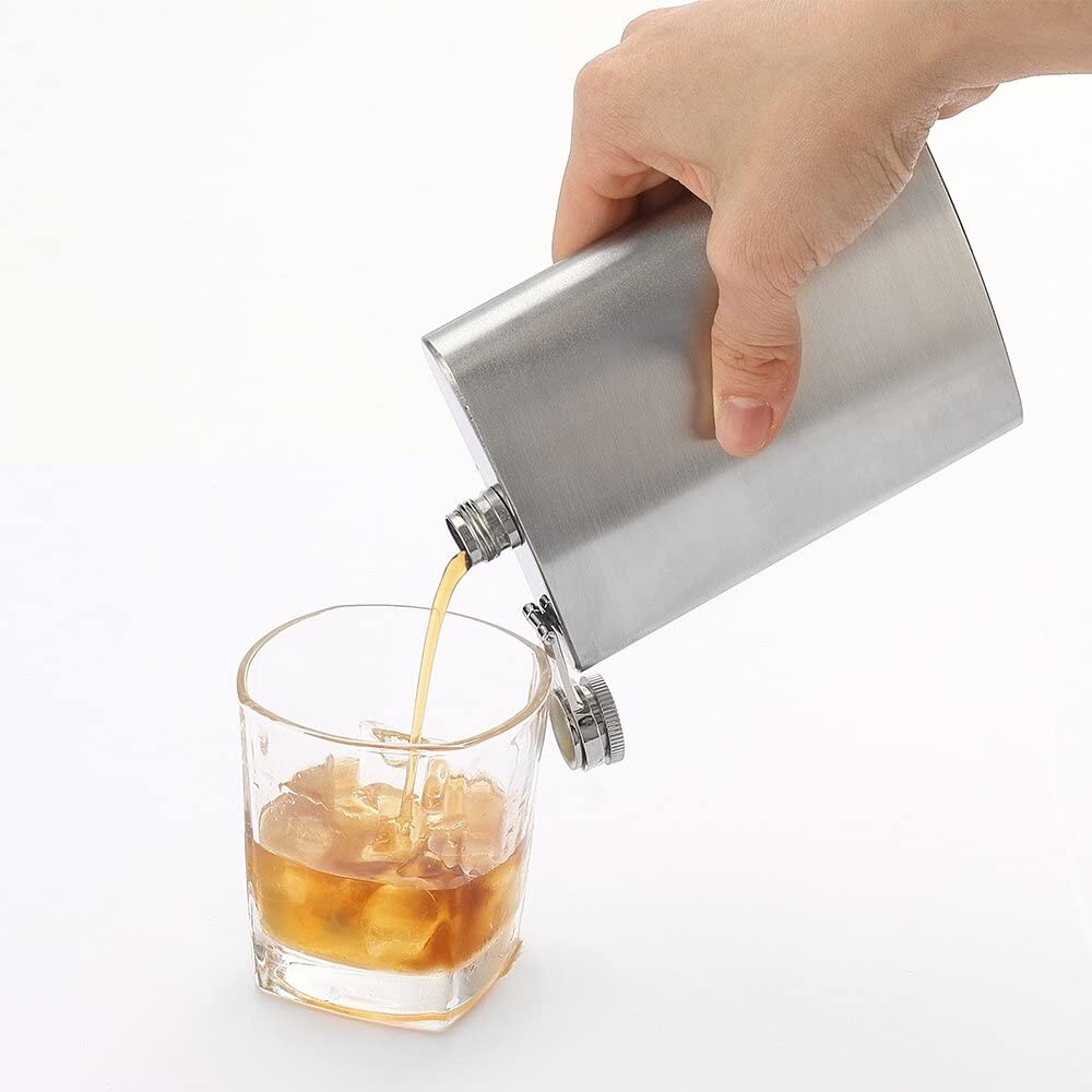 2-Pack 10 oz Liquor Pocket Hip Flask Stainless Steel Whiskey Screw Cap Flagon