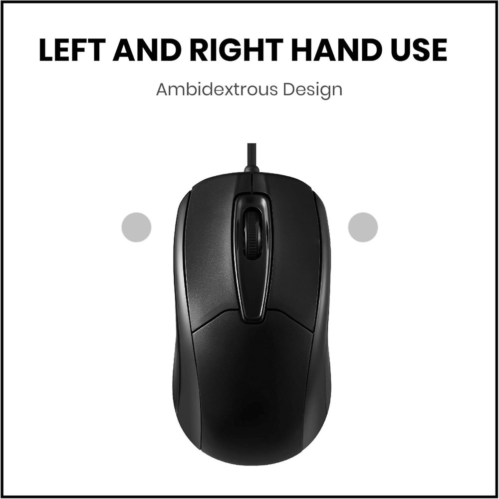 USB 2.0 Optical Wired Scroll Wheel Mouse PC Laptop Notebook Desktop Black Mice