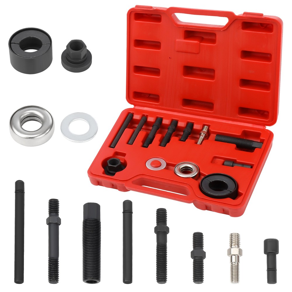13pc Power Steering Pump Pulley Puller Remover & Alternator Installer Tool Kit .