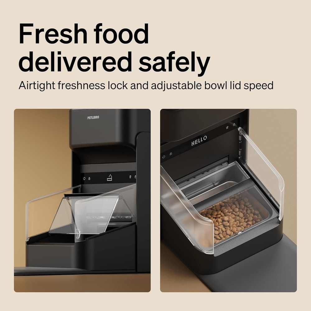 PET.LIBRO RFID Automatic WIFI App Controlled Pet Feeder, 3L, Black, Adjustable