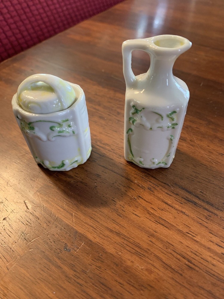 Vintage Miniature Three Piece Set Picture Container With Lid
