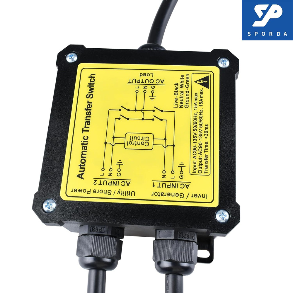 AC120V 15Amp Automatic Transfer Switch, ATS Auto Transfer Switch