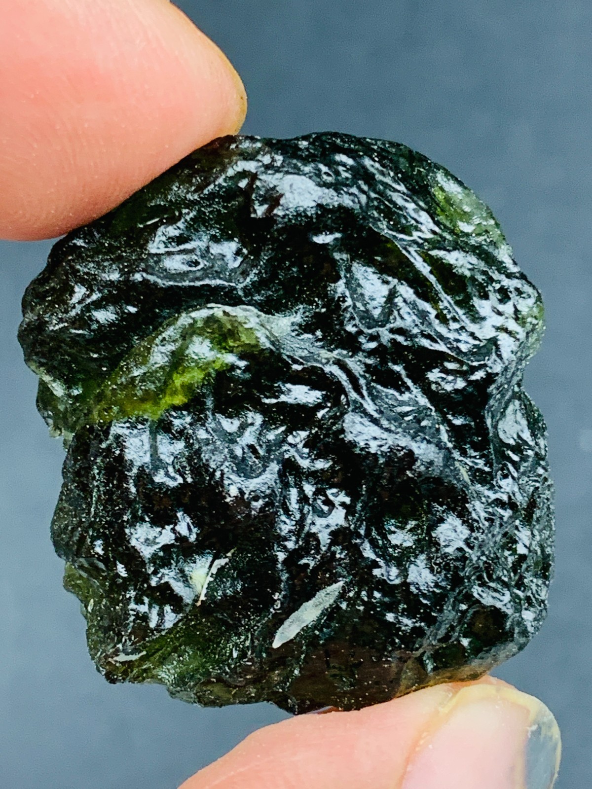Raw Moldavite Regular Grade Tektite 76CT Textured With Certificate Authenticity
