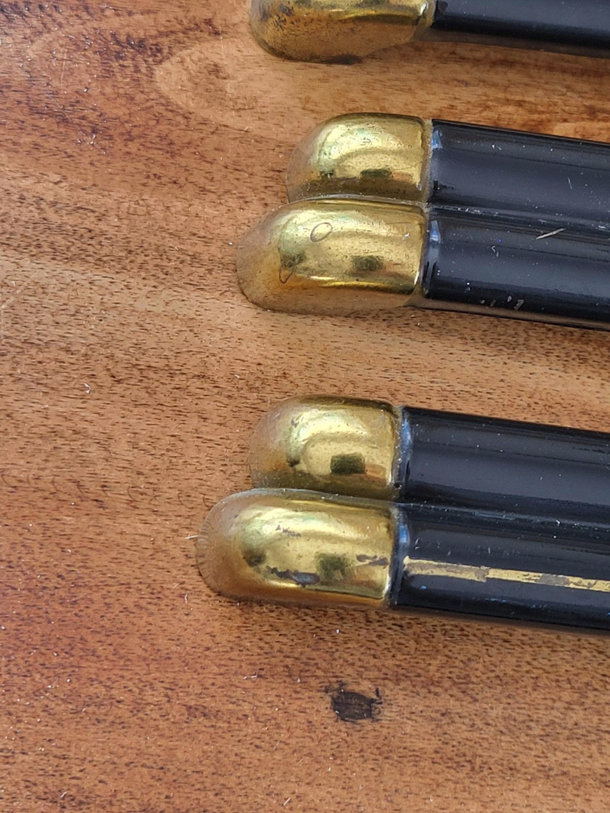 6 vintage art deco style, black & brass dresser handles / pulls