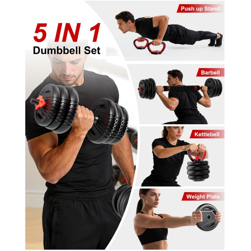 Adjustable Dumbbells Set with Connector, 90lbs