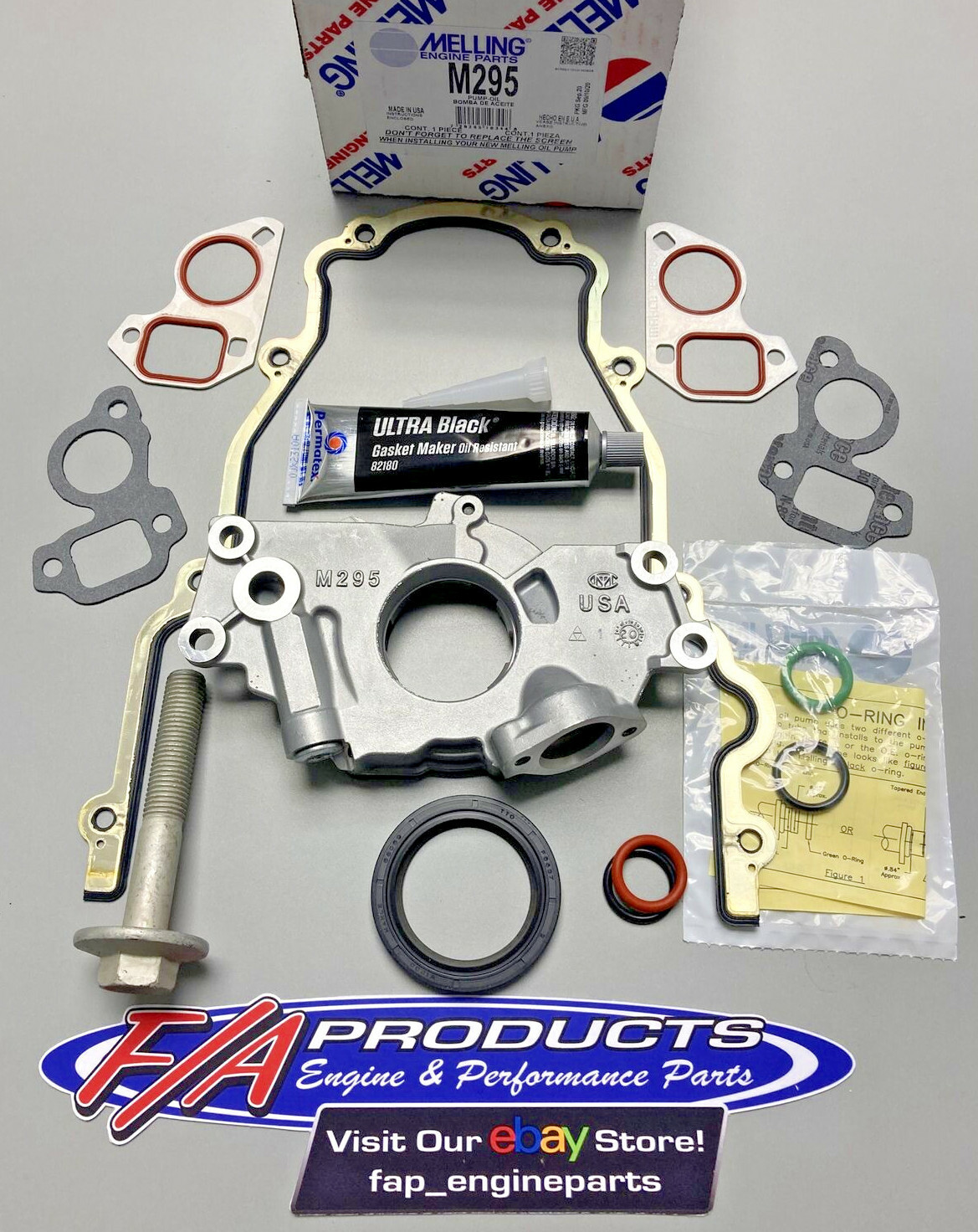 GM LS 4.8L 5.3L 6.0L V8 Melling M295 Oil Pump Change Kit Gaskets Balancer Bolt