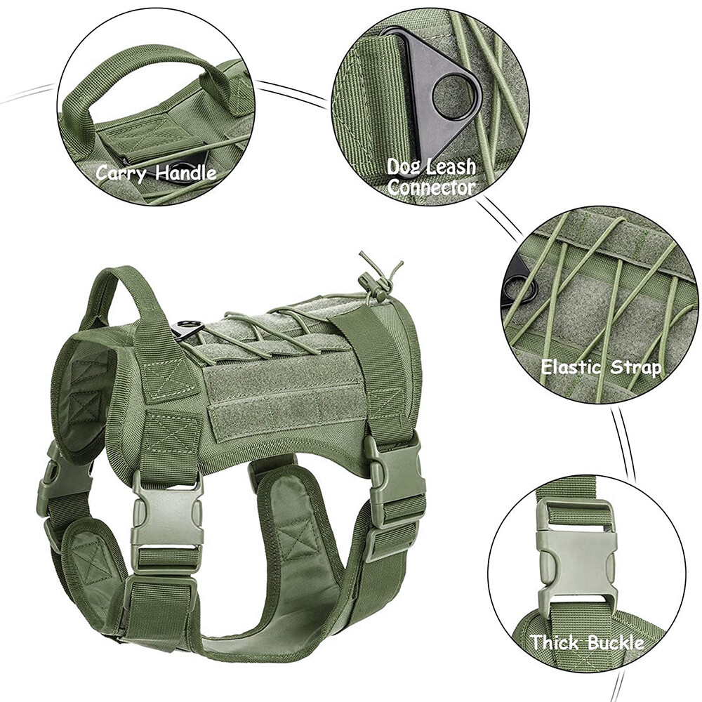 Tactical Dog Harness with Handle Large Military Working Dog Vest for Training