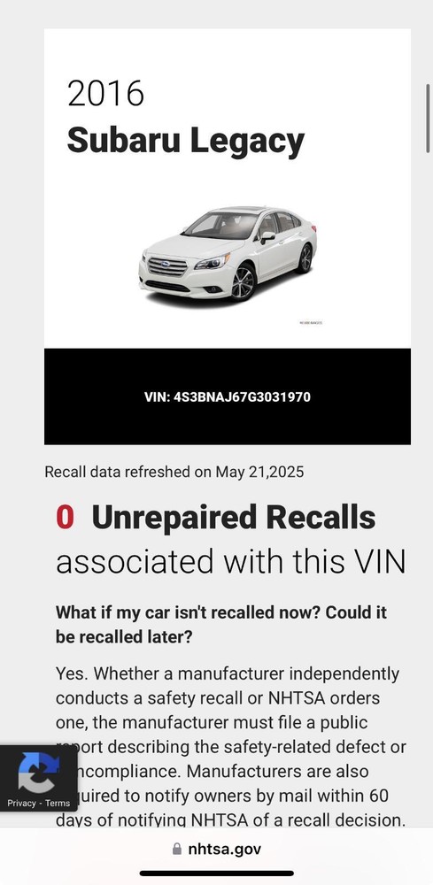 Used Blind Spot Detection System Warning Control Module fits: 2016 Subaru Legacy