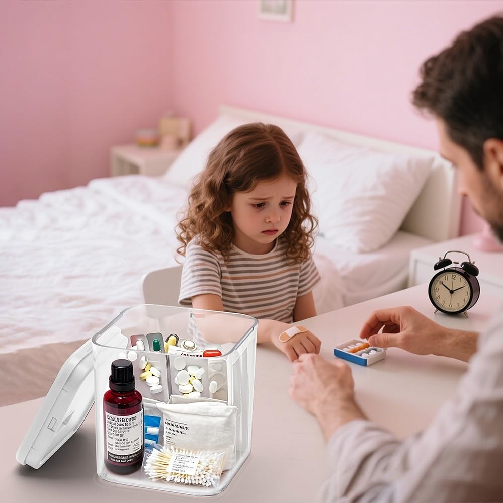 Houlacove Clear Security Lockable Box with Combination Lock & Code for Pills,...