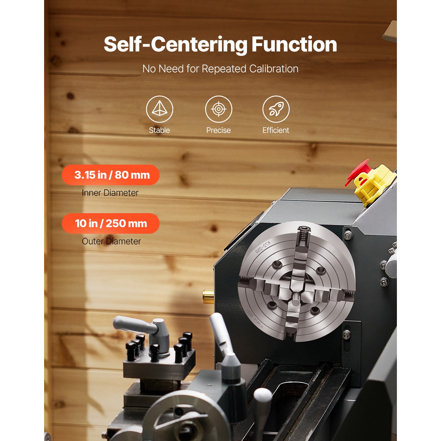 10 Inch 4-Jaw Self-Centering Lathe Chuck for Drilling Milling Machine