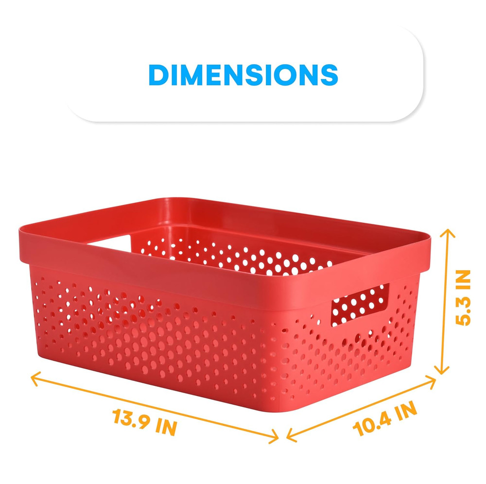 Plastic Storage Bin - Basket Organizer Bins - Suitable as Laundry Bin, Closet Ba