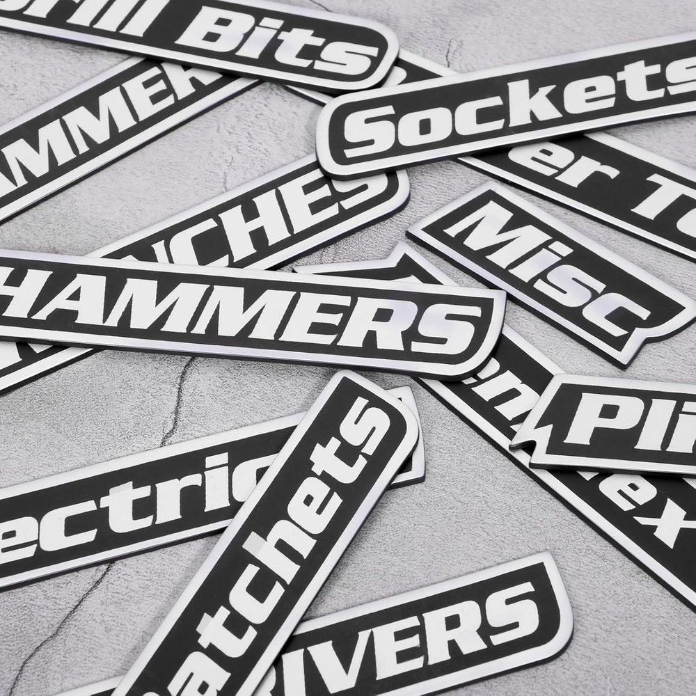Magnetic Tool Box Labels, 12PCS Strong Magnet Toolbox Drawer Label for Toolboxes