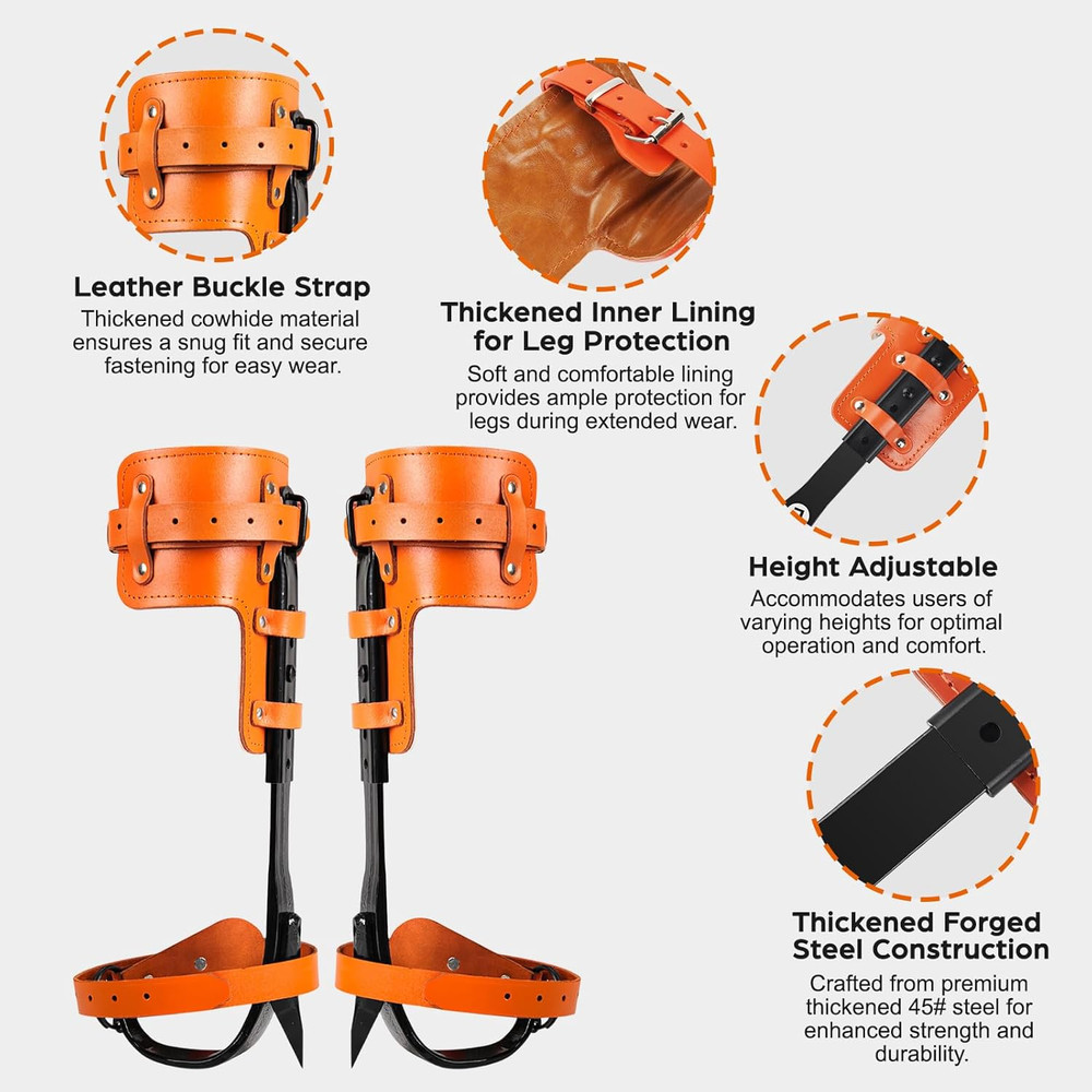 Tree Climbing Spikes Set, Tree Climbing Gear with Adjustable, 350Lbs Load Capaci