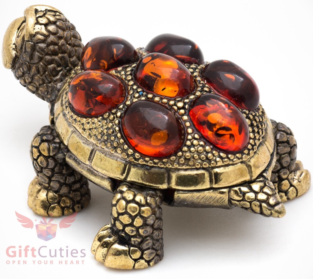 Solid Brass Amber Figurine fastest Tortoise Turtle talisman Totem IronWork