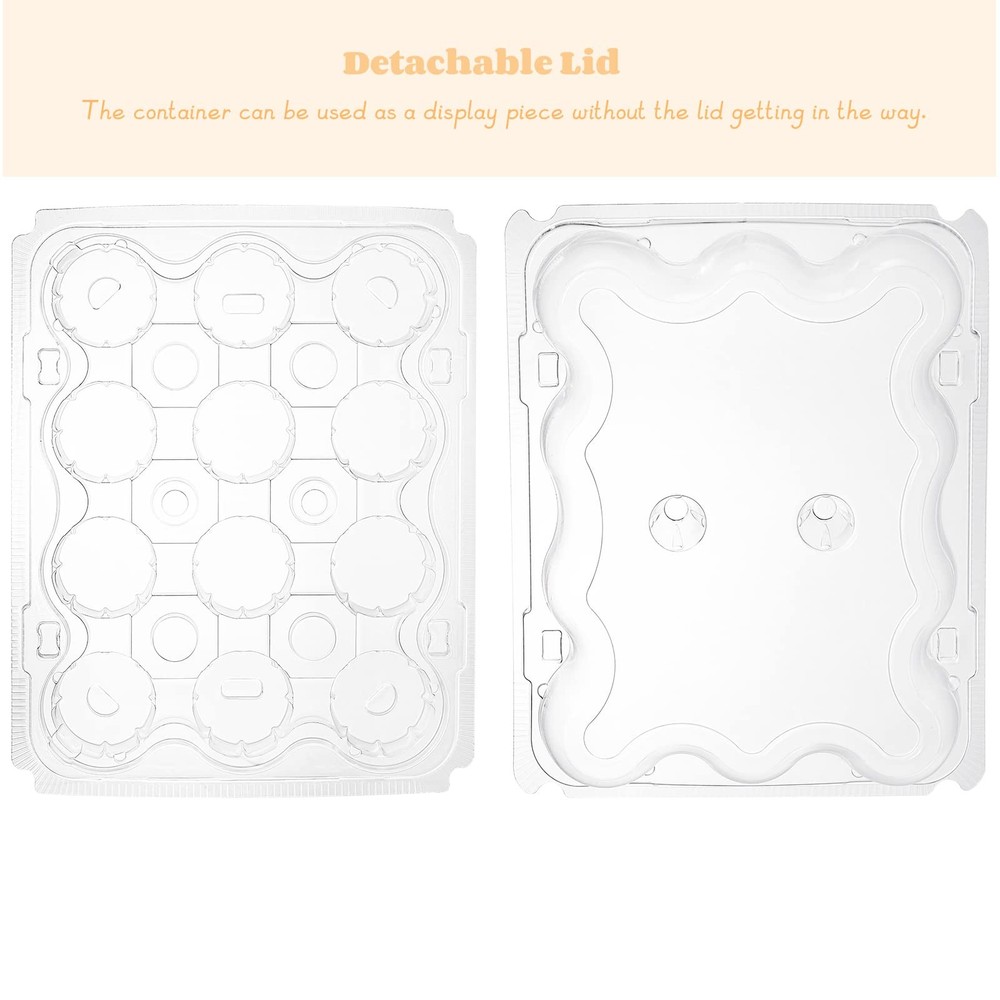24 Pack Mini Cupcake Containers, 12-Count Plastic Cupcake Carrier, Stackable ...