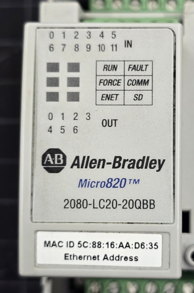 Allen Bradley Micro820 Programmable Controller 2080-LC20-20QBB Ser C PN#509420