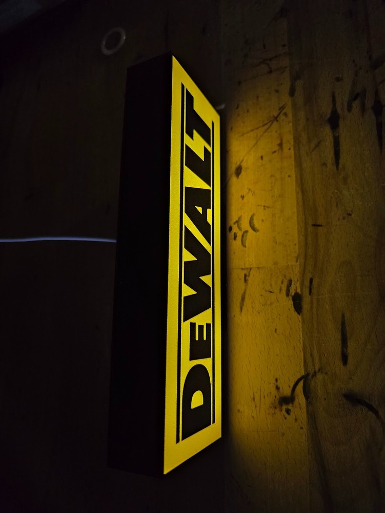 Dewalt Style logo lightbox USB Powered LED with built in stand and switch