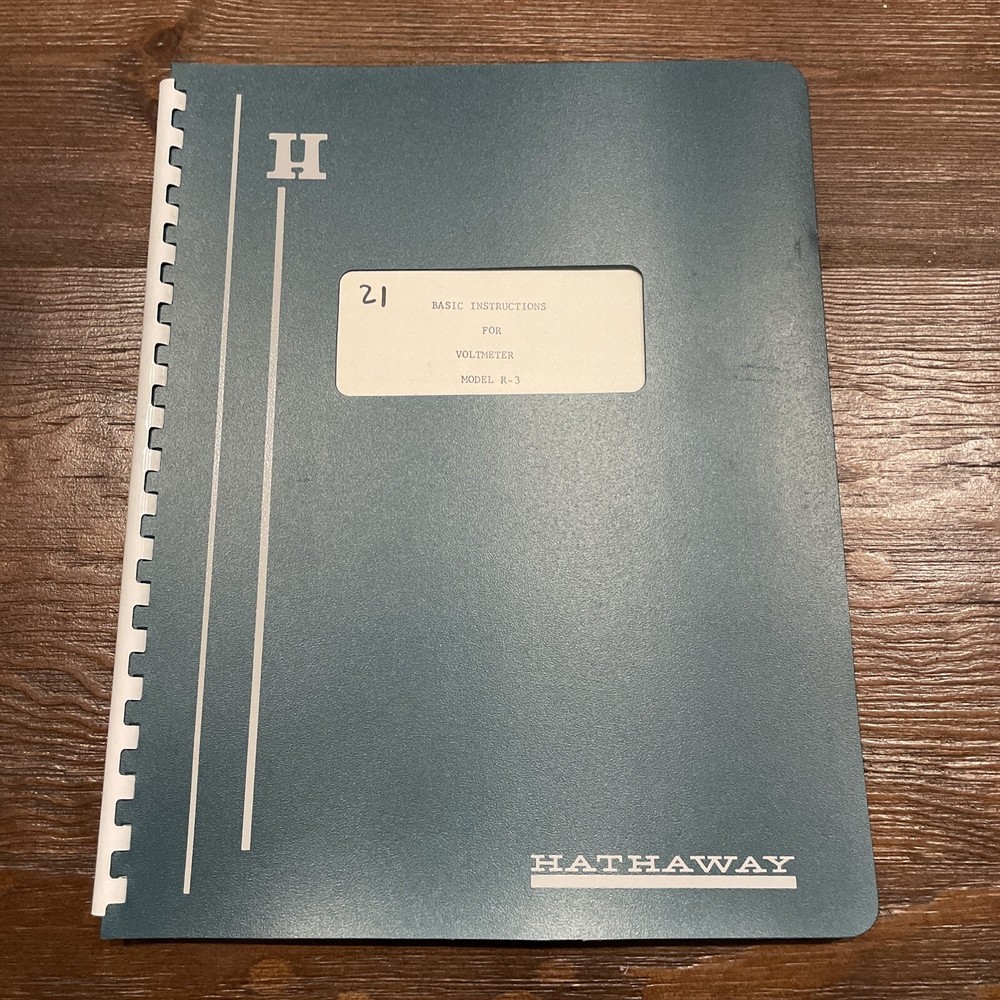 Hathaway R-3 Voltmeter Basic Instructions Manual