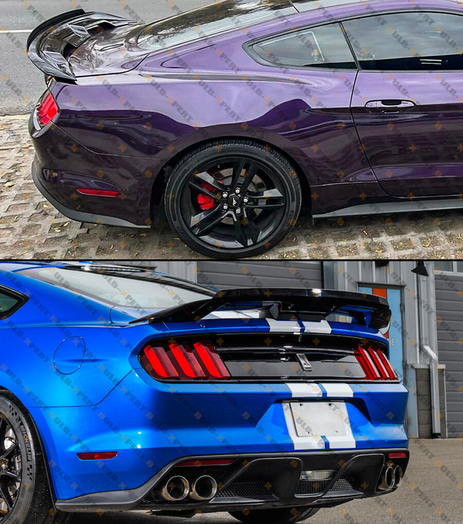 GT500 Style Spoiler W/ Smoke Gurney Flap Wicker Bill For 2015-2023 Ford Mustang