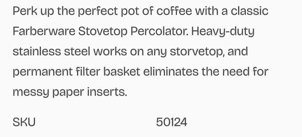 Farberware Yosemite Percolator Coffee Maker 8 Cup